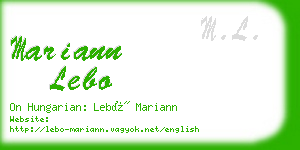 mariann lebo business card